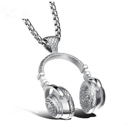 Titanium music headset pendant necklace