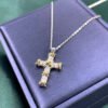 Silver Two-Tone Cross Moissanite Necklace