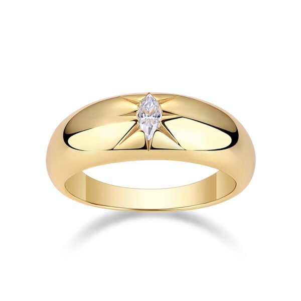 Silver Gold Plated Marquise Ring