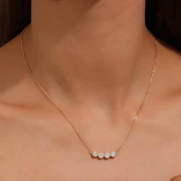 Silver Gold Plated 4-Stone Bezel Necklace