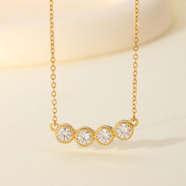 Silver Gold Plated 4-Stone Bezel Necklace