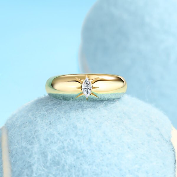 Silver Gold Plated Marquise Ring