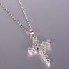 Sterling Silver 11-Stone Cross Necklace