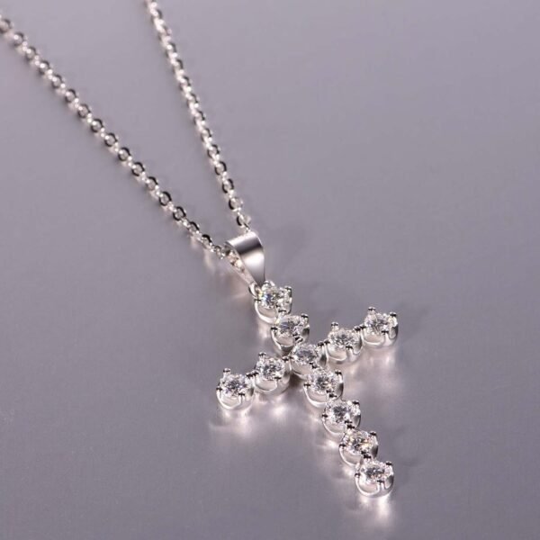 Sterling Silver 11-Stone Cross Necklace