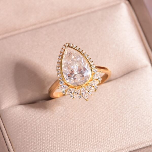 Silver Pear Moissanite Ring