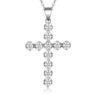 Sterling Silver 11-Stone Cross Necklace
