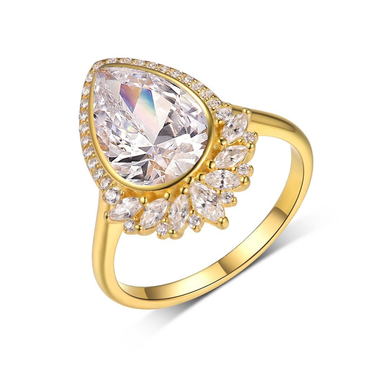 Silver Pear Moissanite Ring