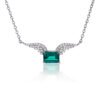 Silver Platinum Plated Lab-Created Emerald Necklace