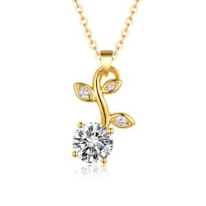 Silver Gold Plated Leaf Necklace