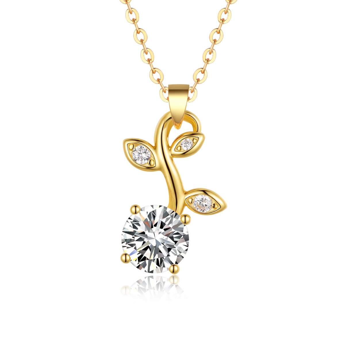 Silver Gold Plated Leaf Necklace