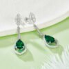 Silver Lab-Created Emerald Drop Earrings
