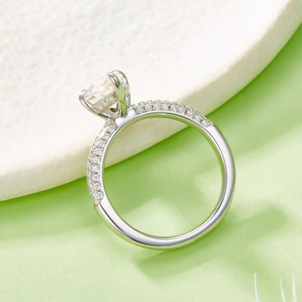 Silver Platinum Plated Marquise Moissanite Ring