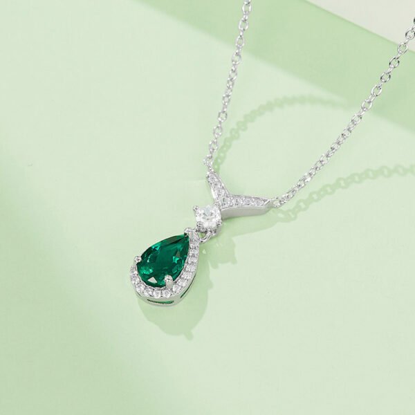 Silver Lab-Created Emerald Necklace