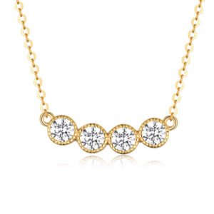 Silver Gold Plated 4-Stone Bezel Necklace