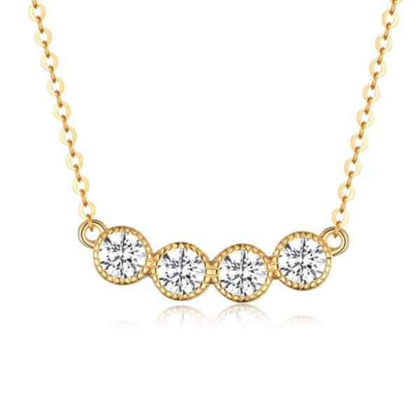 Silver Gold Plated 4-Stone Bezel Necklace