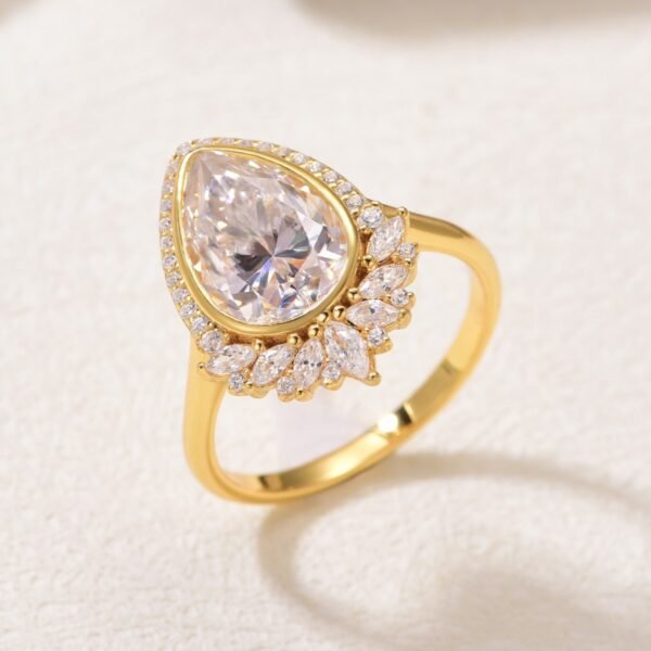 Silver Pear Moissanite Ring