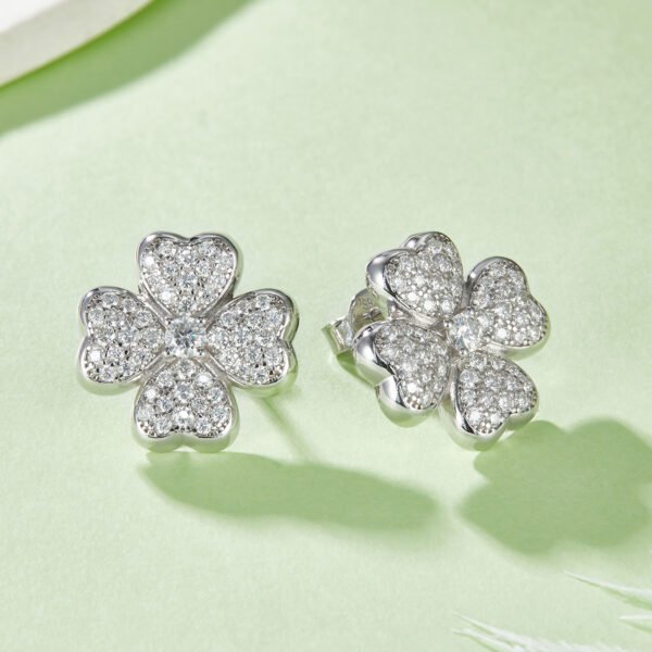 Sterling Silver 4-Leaf Clover Stud Earrings