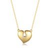 Silver Gold Plated 7-Stone Heart Necklace