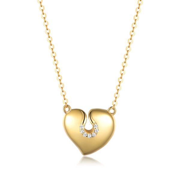 Silver Gold Plated 7-Stone Heart Necklace
