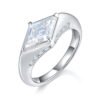 Silver Kite Cut Moissanite Ring
