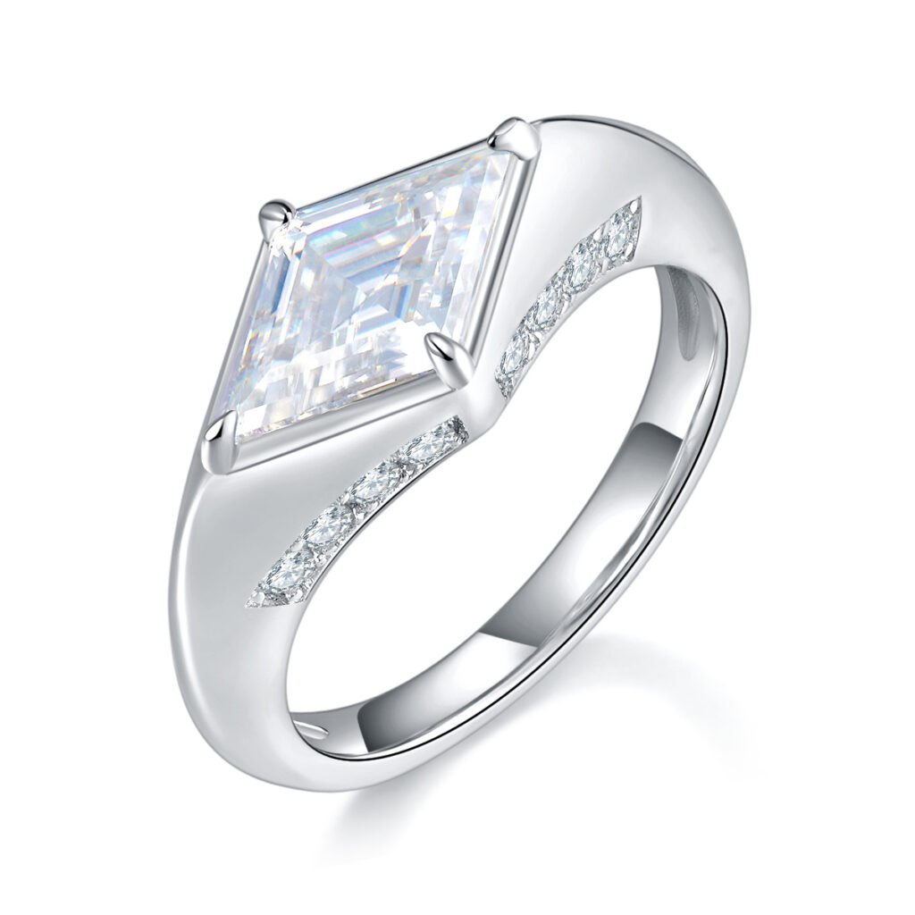 Silver Kite Cut Moissanite Ring Silver Kite Cut Moissanite Ring