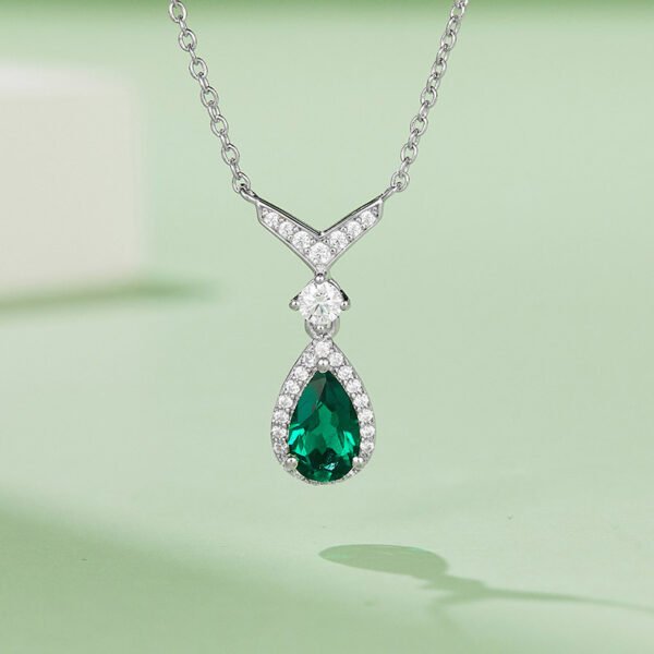 Silver Lab-Created Emerald Necklace