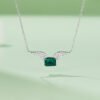 Silver Platinum Plated Lab-Created Emerald Necklace