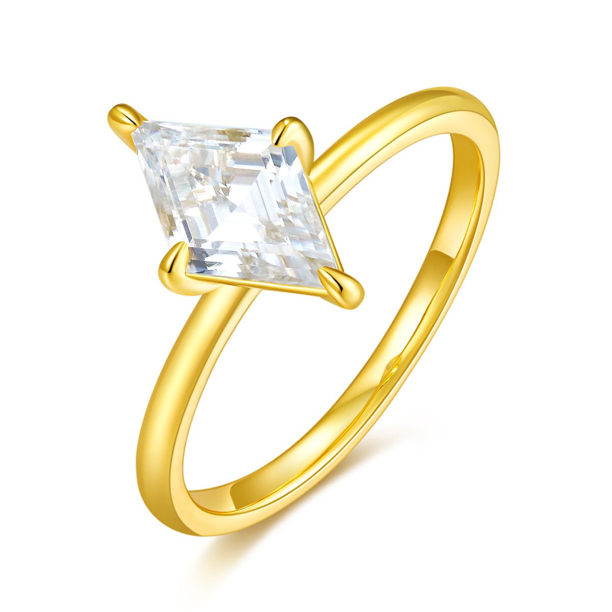 Silver Gold Plated Kite Cut Ring
