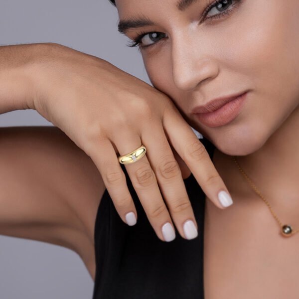 Silver Gold Plated Marquise Ring