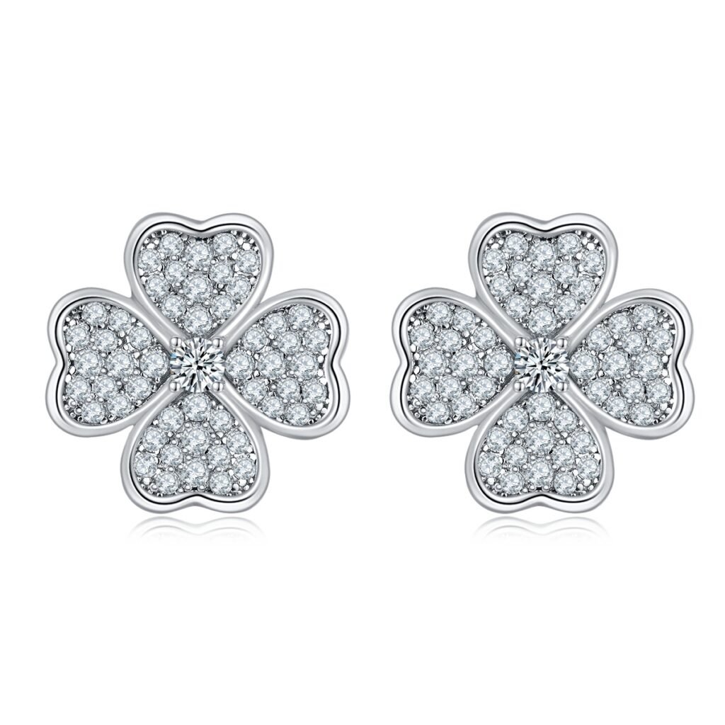 Sterling Silver 4-Leaf Clover Stud Earrings Sterling Silver 4-Leaf Clover Stud Earrings