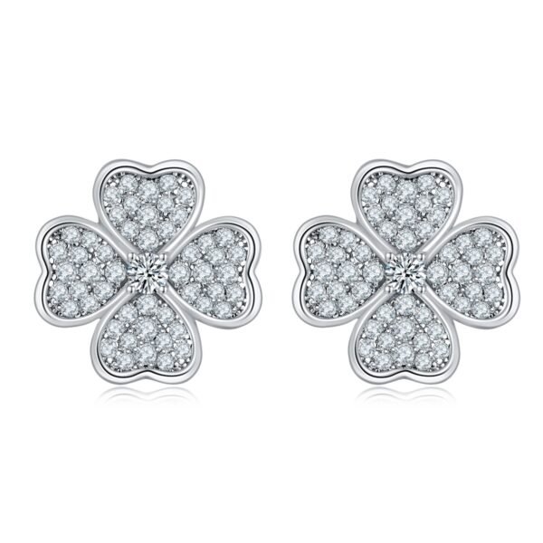 Sterling Silver 4-Leaf Clover Stud Earrings