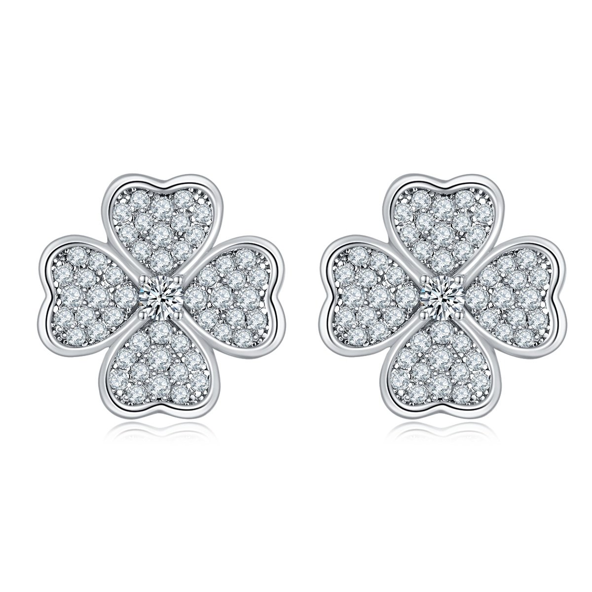 Sterling Silver 4-Leaf Clover Stud Earrings
